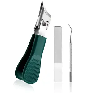 3-Piece Green Eagle Beak Nail Clipper Set -Thick Nail Clipper, Ingrown Toenail Lifter & NailFile |Heavy-Duty Pedicure Kit for Thick &Ingrown Nails, Stainless Steel Grooming Toolsfor Home or Travel