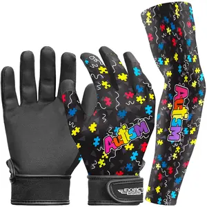 Exxact Sports Youth Batting Gloves with Arm Sleeve for Boys & Girls, Kids Baseball Batting Gloves for Softball, T-Ball (Autism)