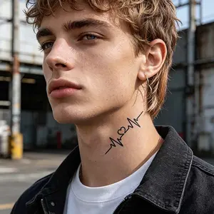 Waterproof Heartbeat EKG Tattoo Stickers | Long Lasting Semi-Permanent Herbal Juice Fake Tattoos for All Skin Types