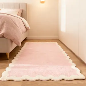 Style Faux Wool Rug, Bedroom Bedside Mat, Kitchen Anti-Slip Oil-Resistant Pad, Soft Cream Color Living Room Coffee Table Mat, Fluffy Bedroom Rug, Soft Area Rug, Fuzzy Rug
