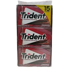 Trident Cinnamon Sugar-Free Chewing Gum Snack - 15 Packs, 14 Pieces Per Pack, 210 Total Pieces