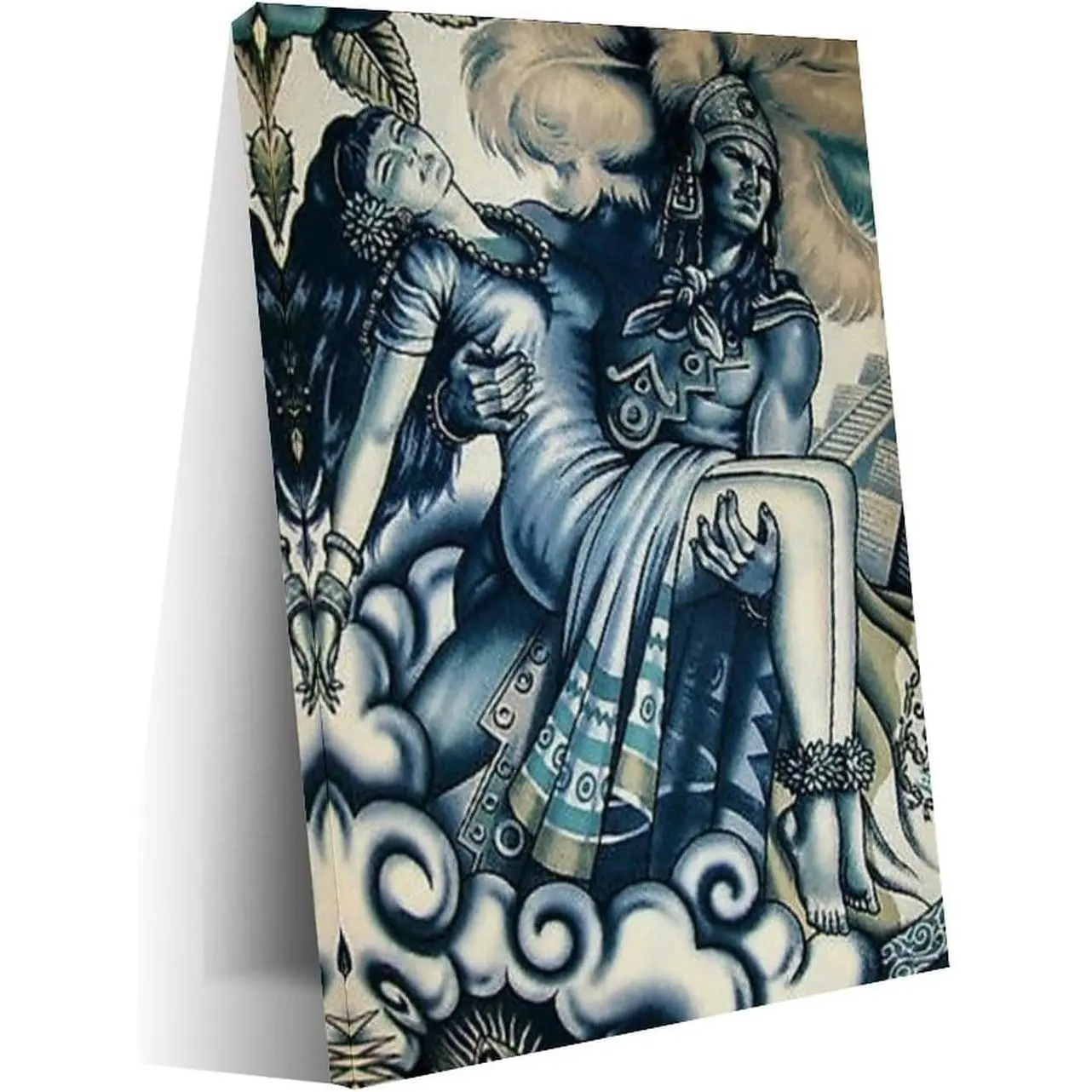 Aztec King & Chicano Woman Graphic Canvas Art Poster - Artistic Wall Decoration, Frame-Style Home Decor, 12x18inch(30x45cm) for Bedroom, Living Room