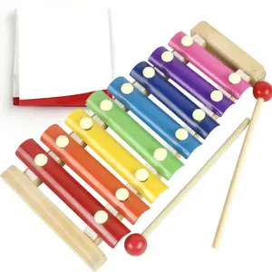 Wooden Eight-Tone Hand Knock Piano Toy for Babies & Toddlers, Early Education Musical Instrument, Safe Wooden Kids Percussion Toy Xylophone
