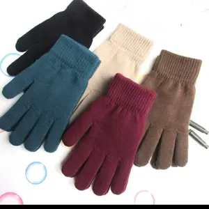 Winter Knitted Plush Gloves for Women & Men Autumn Thickened Solid Color Full Finger Mittens Hand Warmer Cycling Gloves in Multiple Colors