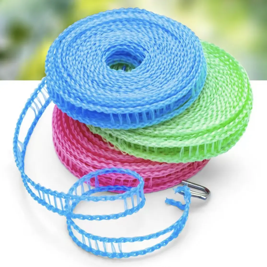 Drying Rope 3 Pack of Windproof Nylon Clothesline Pink Blue Green Colors Adjustable Clothes  Travel Clothes Line Portable Laundry Line Indoor Outdoor Camping Home Hotel(5m/16.4ft)