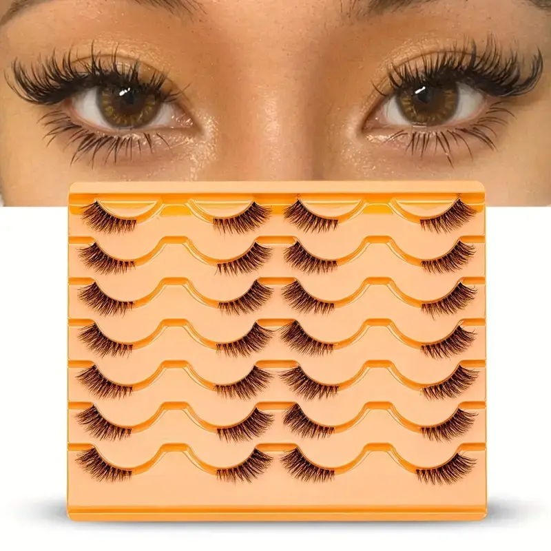 14 Pairs Half-Eye Lashes, Wispy Lashes, Natural Look for Everyday Makeup, Enhance Your Look Instantly, Reusable, Perfect for Daily Use, Eyelash