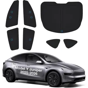 2026 Upgrade Tesla Model Y Juniper Side Window Sunshade [Ice-Crystal Cool, Suction No-Fall] Sun Block for Baby & Camping & Privacy Napping, 7PCS No Front W