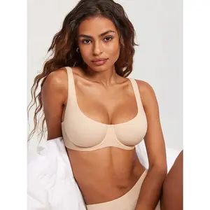 Seamless Smooth Underwire Bra, Plus Size Low Scoop Neck, Supportive Lift & Side Smoothing, Comfort Breathable T-Shirt Bra minimizer women balconette push up butt enhancer hulily fashion tiktokshopblackfriday full coverage lingerie collection comfortable