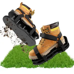 Lawn Aerator Shoes with Steel Spikes Self Cleaning Design Garden Lawn Aeration Sandals Easy Step Yard Grass Care Tool
