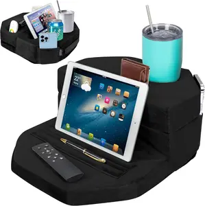 TabCouchCaddy Octagonal Couch Cup Holder TBed, Couch Caddy, Sofa, RV & Car - Holds Drinks, Snacks, Remotes, Phones, Kindle, Tablet | Bed Cup Holder (Grey)