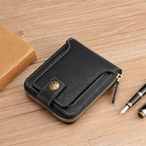 Wallet Men's 2025 New Leather Zipper Folding Large Capacity Card Bag Cash Storage Bag Men's Leather Wallet