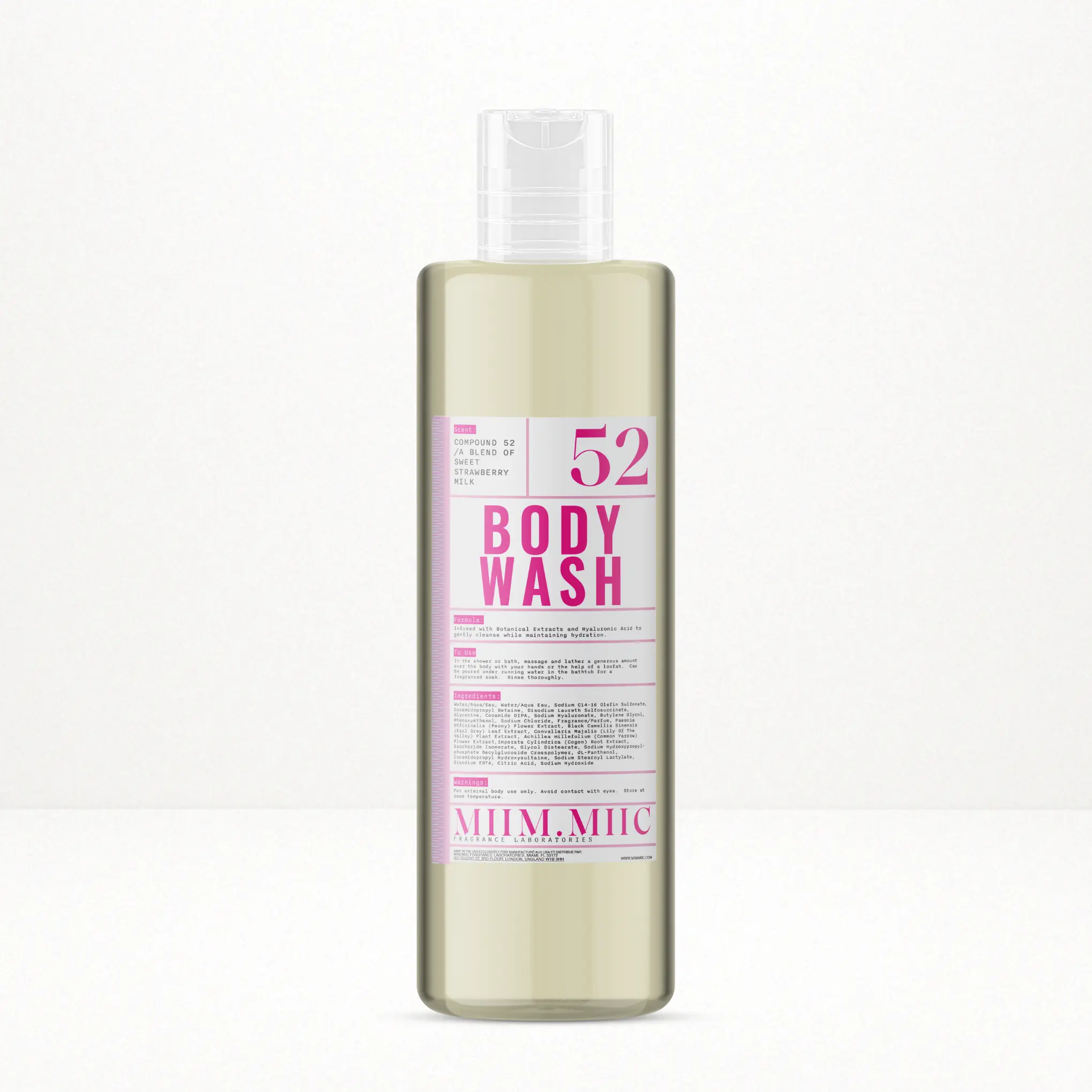 No 52 Sweet Strawberry Milk Deep Hydrating Body Wash, Gentle Foam Cleanser for Body Care, Floral-Scented Bath & Shower Product, Moisture