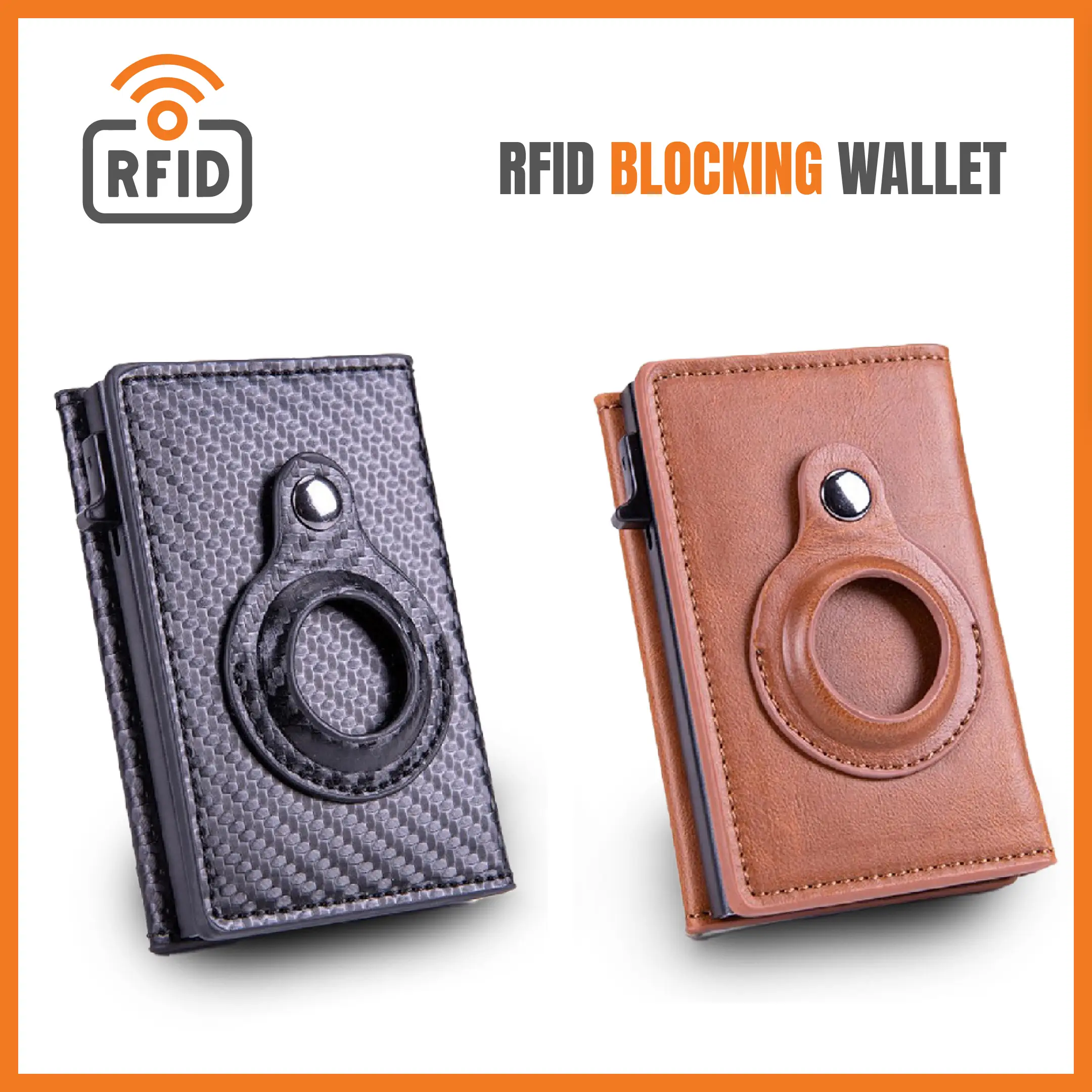 Frusable Mens Wallet Card Holder for AirTag - Leather Smart wallet Compatible Wi...