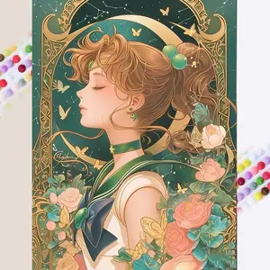 1 DIY handcraft diamond painting set, 5D diamond art set, DIY decoration, moon, flowers, butterflies diamond painting set full round drill, mosaic, diamond art, DIY art home decor, suitable for Christmas.