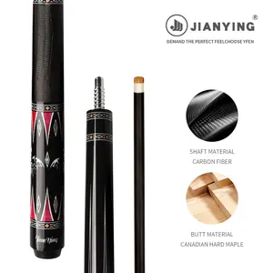 JIAN YING New Carbon Fiber 1/2 Billiard Cue 58 Inch 11.5/12.5mm Tip Strong Stability High Performance Pool Cue