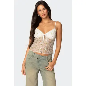 Flowery Sheer Embroidered Top