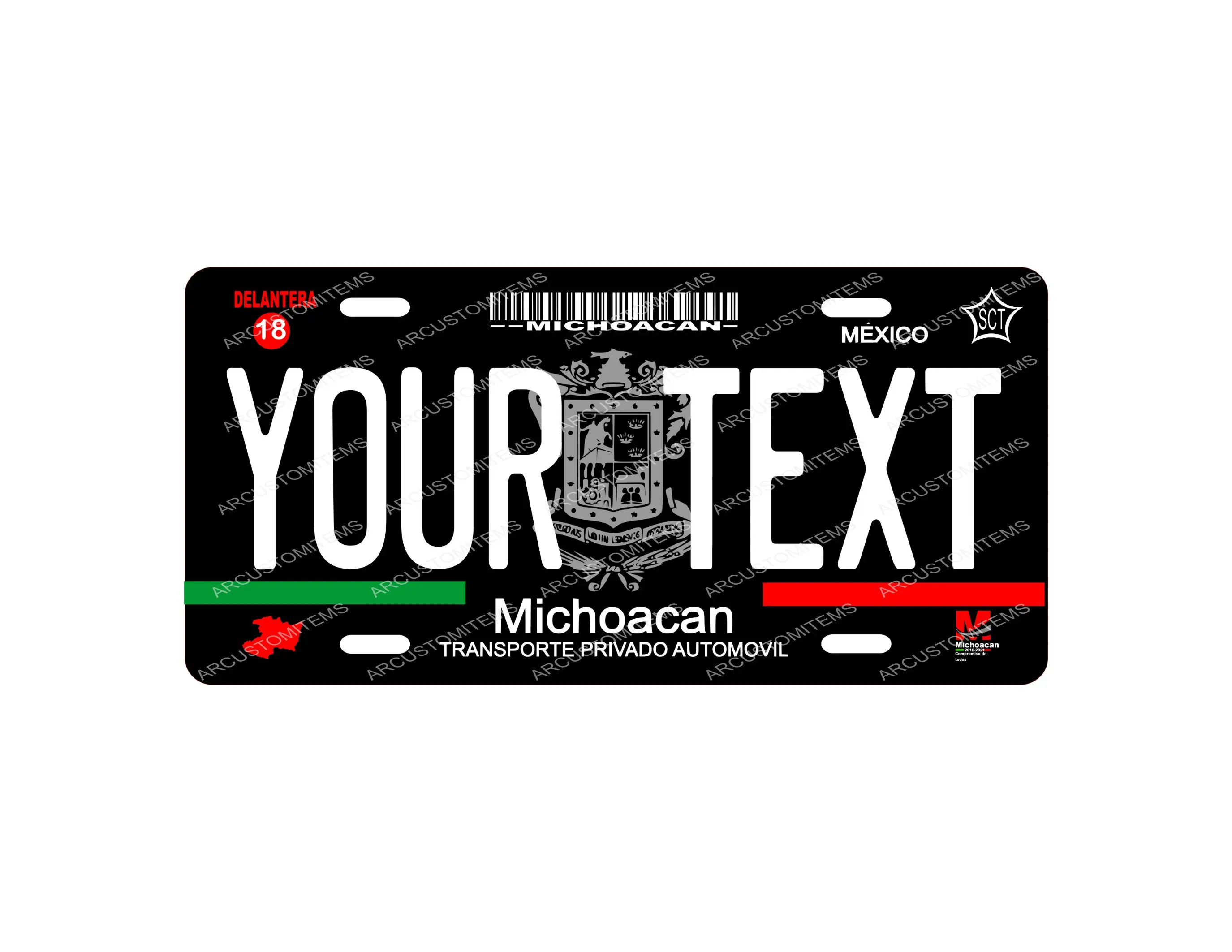 Personalized License Car Plate Placa de Michoacan Personalized License Car Plate Placa de Michoacan