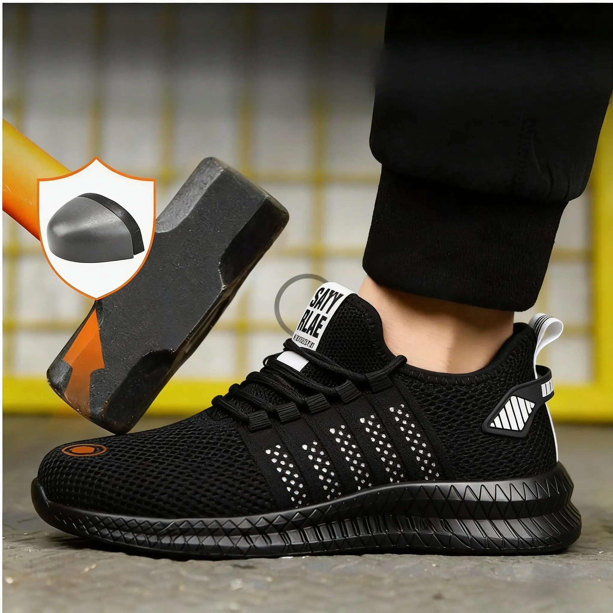 Men's Durable Steel Toe Work & Safety Boots - Anti-Smashing, Anti-Stab, Breathable Mesh Industrial Injury Prevention Footwear; Women's Closed Round Toe Comfortable Protective Casual Athletic Shoes, Work & Safety Footwear, Laces, Outdoors, Breathable Mesh,