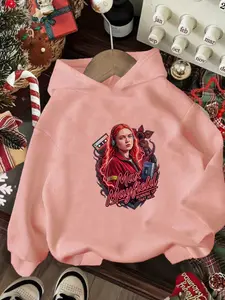 New Spring And Autumn Children's Clothing, Boys And Girls' Creative Hooded Sweatshirts, Stranger Things Max Running Up That Hill Printed Shirts, Graphic Casual Hoodie, Trendy And Casual Daily Wear Suitable For All Occasions, Ideal Gift Choice