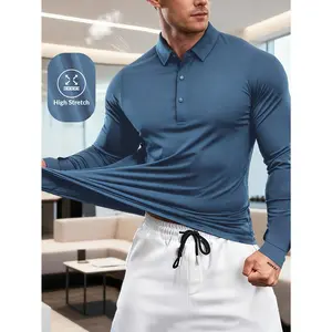 2026 All-Season Essential Men's Performance Stretch Polo Shirt 4-Way High-Elastic Fabric | Half-Button Placket & Structured Collar Sports/Daily/Date Nights | Moisture-Wicking & Wrinkle-Resistant
