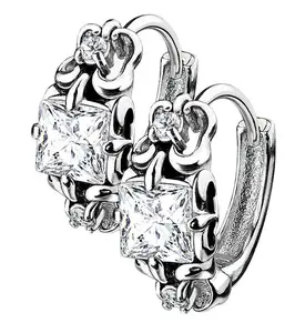 Multi CZ Stainless Steel Clicker Earrings