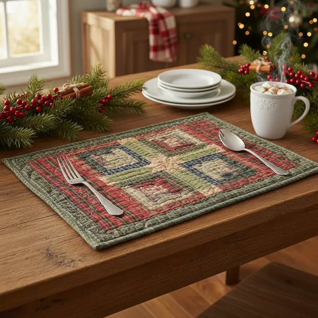 Cabin Patchwork Quilted Placemats - Set of 6