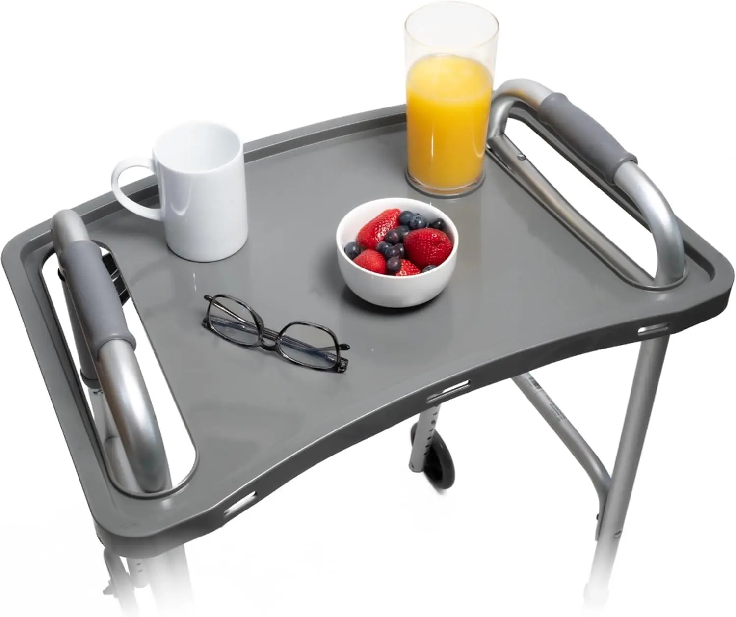 Strongarm Solid Gray Walker Tray with Cup Holder, Tray for Folding Walkers, Food Tray, Walker Accessories, Tray Table for Standard Adult Walkers (Gray) PEAK Degrees