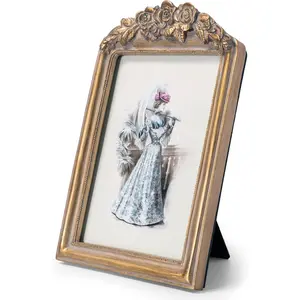 5x7 Picture Frame with Flower Antique Ornate Table Top and Wall Mounting Photo Frame with High Definition Glass Front for Home Decor, Photo Gallery, Art(5x7, )