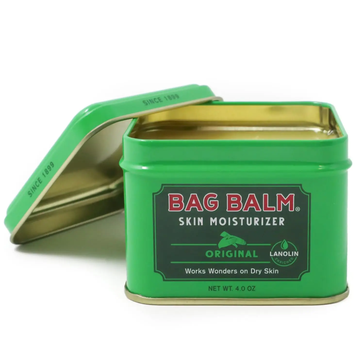 Bag Balm Vermont's Original Skin Moisturizer - Full Body Hydrating Skin Care: Dry Hands, Lips, Face, Feet & More - Unscented, Cruelty & Paraben Free - Day & Night, Men & Women (4oz Tin, Made in USA) | camping-soaps-and-shampoos