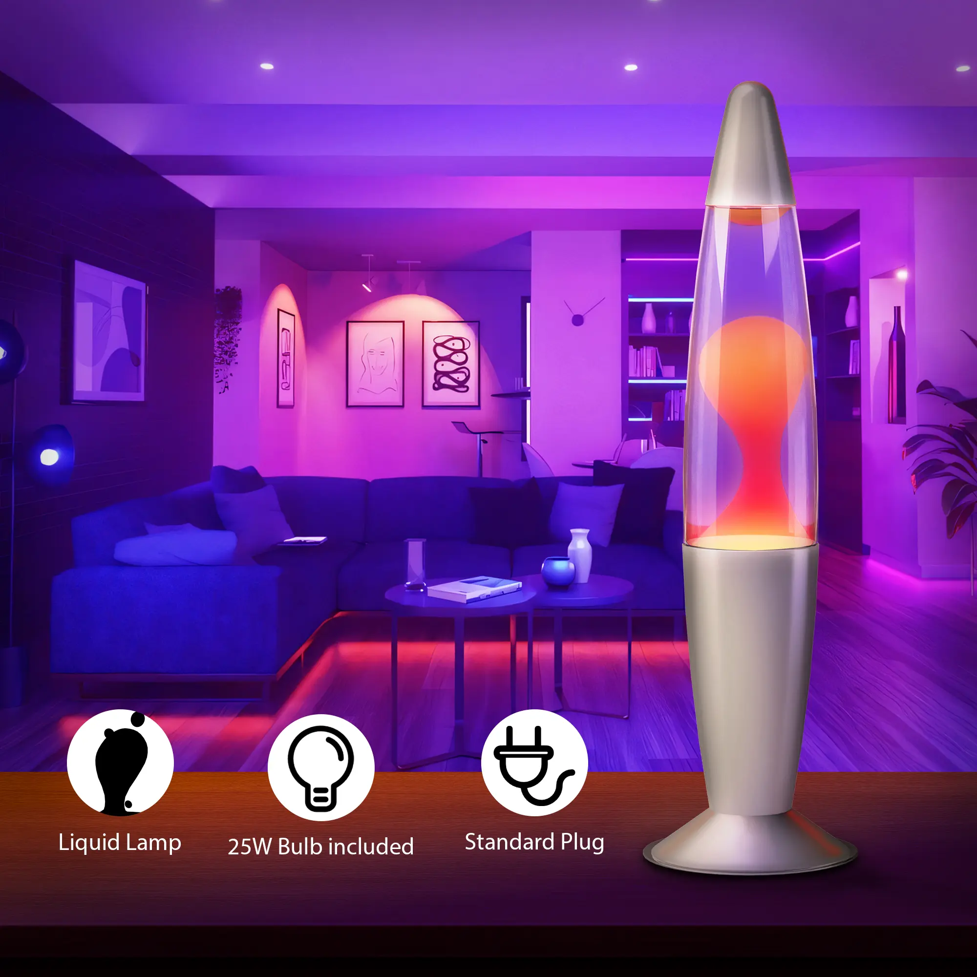 DAYBETTER Liquid Motion Table Lamp, Yellow-Purple Wax in Purple-Blue Water, Relaxing Mood Light for Kids’ Bedroom, Office Decor (Ideal for Night Birthday Parties)