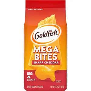 Goldfish Mega Bites, Sharp Cheddar Crackers, 5.9 Oz Bag Goldfish Mega Bites, Sharp Cheddar Crackers, 5.9 Oz Bag