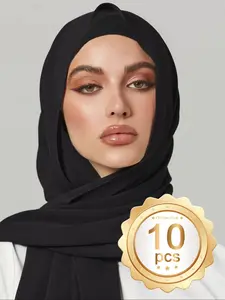 Women's Solid Color Chiffon Khimar, Elegant Modest Hijab for Daily Wear, Fashion Muslim Clothing for Women
