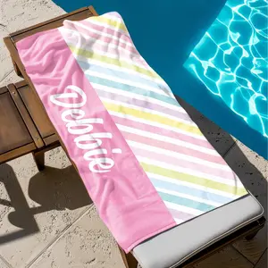 Striped Personalized Beach Towel, Colorful Personalized Beach Towel, Bachelorette Bridesmaid Gifts, Kids Custom Name Pool Towels, Girls Trip