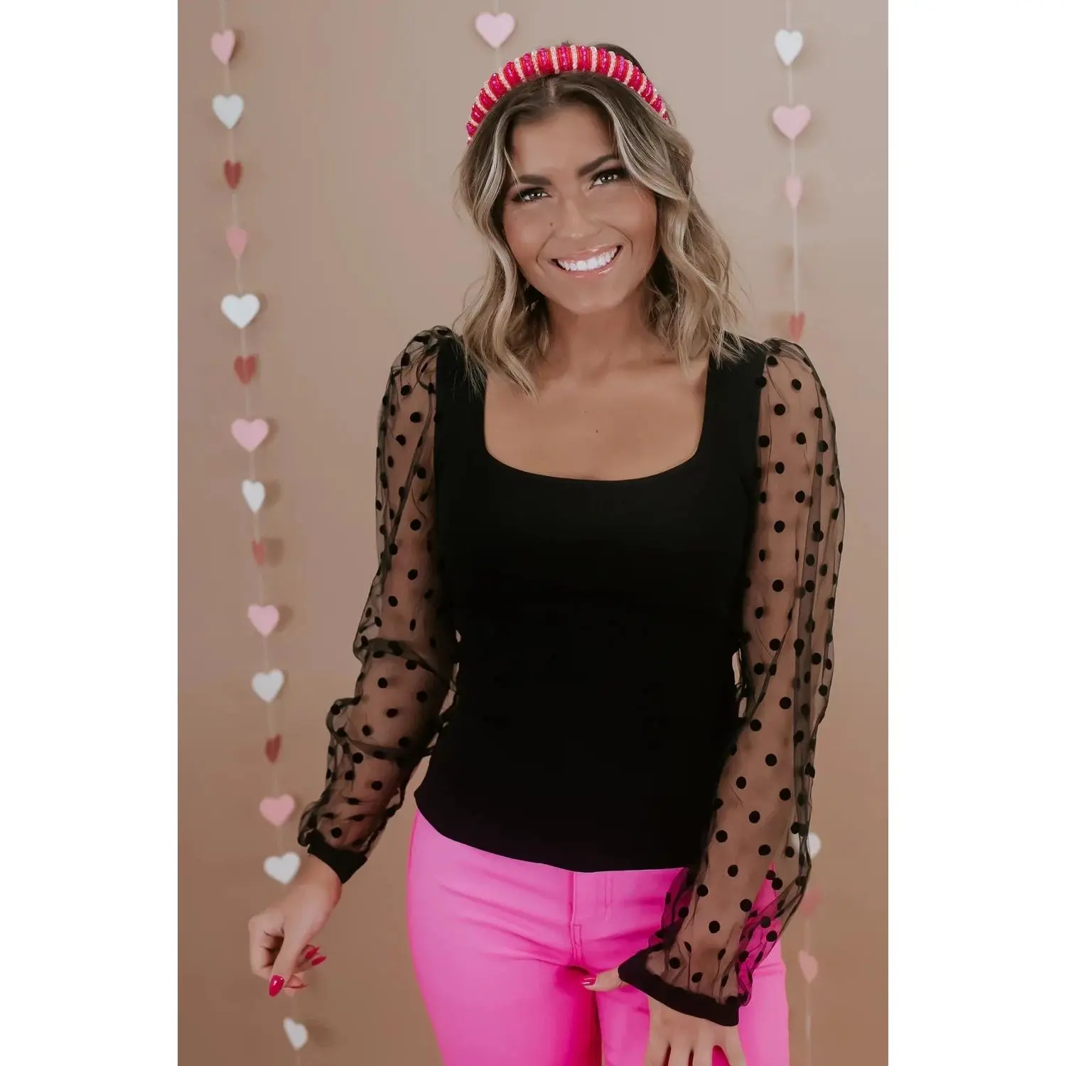 Midnight Thrill Polka Dot Top