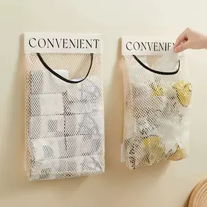 2/3/4/5 PCS Wall-mounted Garbage Bag Storage Mesh Bag, Plastic Bag Organizer, Large Capacity Hanging Sundries Storage Bag, Suitable for Kitchen & Bathroom, Kitchen Storage & Organization