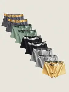 Men's Letter Tape Boxer Brief, Casual Comfy Breathable Underwear, Men's Underwear for Daily Wear, Boxer Briefs Set