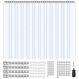VEVOR Clear PVC Strip Curtain, 96 in Height x 84 in Width x 0.08 in Thickness, 14 PCS Walk in Freezer Cooler Curtain Strips, Smooth Waterproof Plastic Door Strips for Warehouse, Freezer, Garage Doors