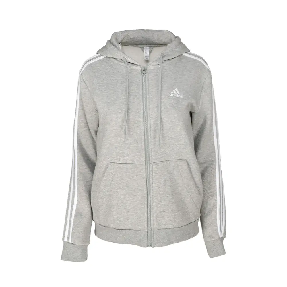 adidas Mens Essentials Fleece 3-Stripes Full-Zip Hoodie Casual Outerwear Casual - Grey