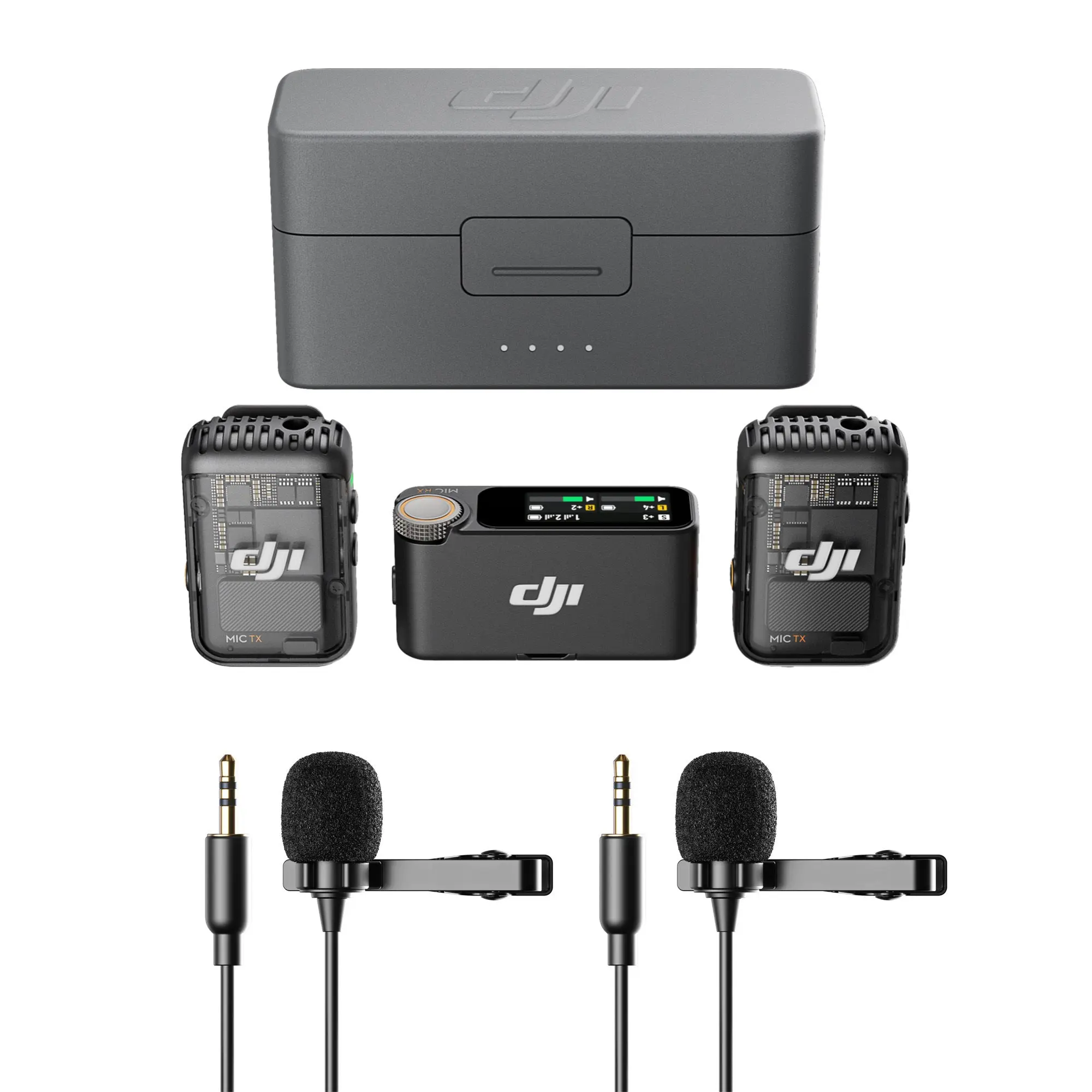 DJI Mic 2 with Two Condenser Lavalier Microphones - Compact Digital Wireless Microphone System
