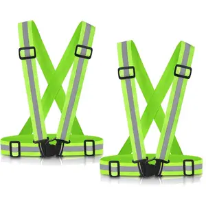 Reflective Vest Running Gear, 2Pack High Visible Safety VES for Cycling Jogging Running Walking, Adjustable for Men Women Kids