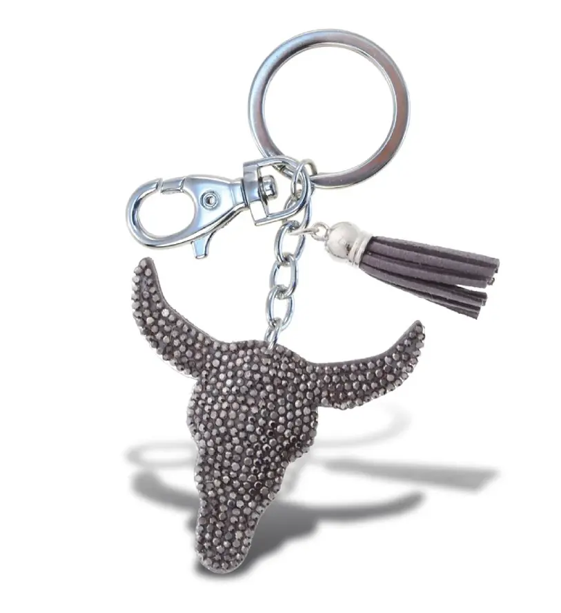 Sparkling Rhinestones Charm with Tassel - Longhorn