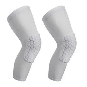 2 Pack Basketball Knee Pads Knee Sleeves, Honeycomb Anti Collision Knee Pads Leg Compression Sleeves, Gaming Sleeves Wrestling Knee Pads Football Knee Pads Volleyball Knee Pads (White, Small)