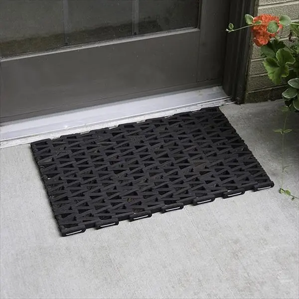 Durable Corporation Heavy-Duty Recycled Tire Industrial Rubber Mat - 30 in. W x 48 in. L Durite 108H3048, Herringbone Weave, Roll-Up for Easy Cleaning, Ideal for Commercial Kitchens, Factories (Single Mat)
