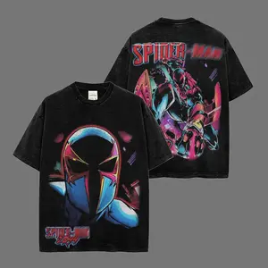 Spider 2099 Miguel O’Hara 90s Comic Heavyweight Acid Washed 100% Cotton T-Shirt, Futuristic Spidey Retro 90s Comic Tee, Classic Comic Design Apparel, Comic Book Hero Merch