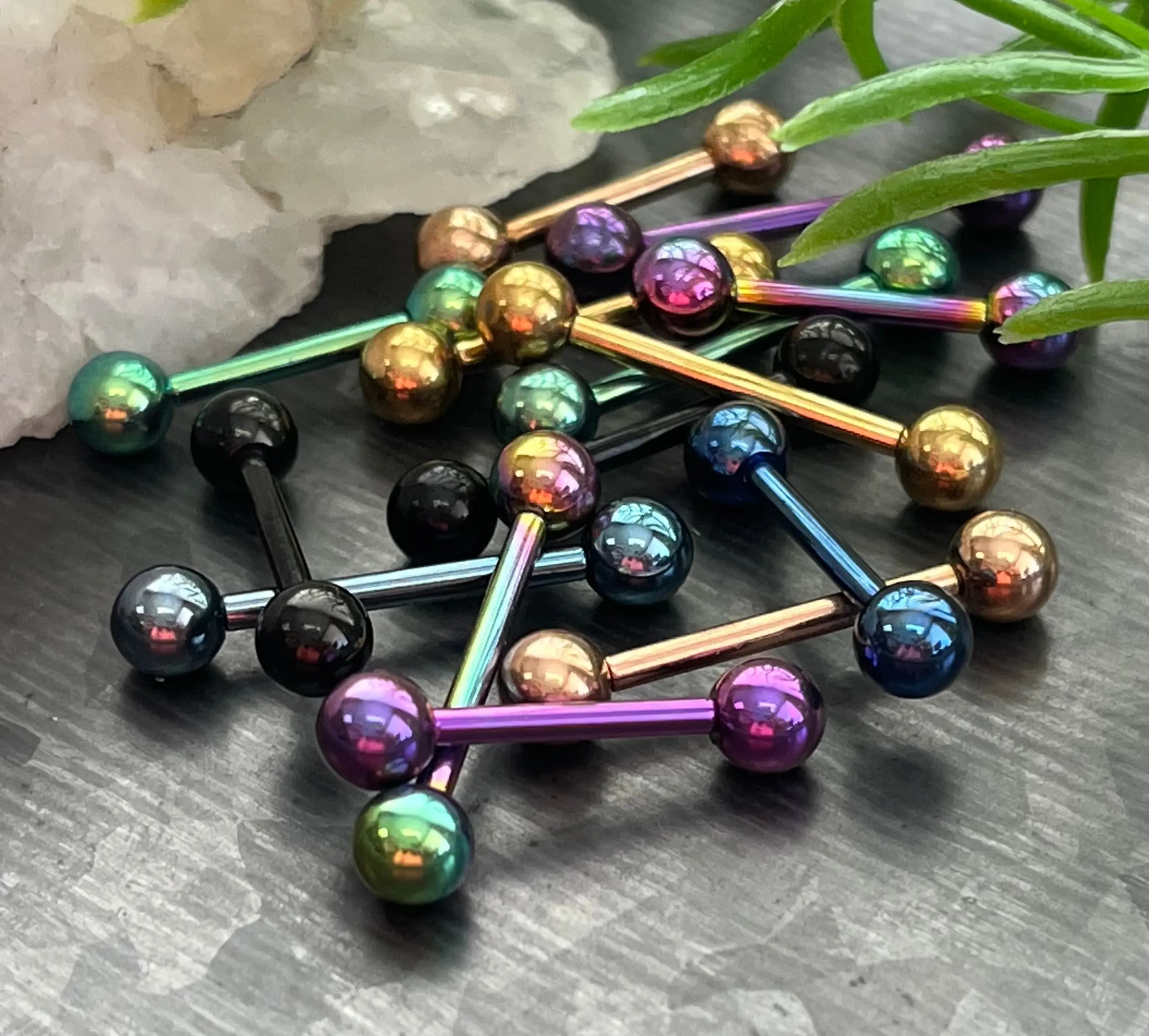 1 Piece of Implant Grade Titanium Internally Threaded Industrial Barbell - Tongue - 14g - Wearable Length 12mm or 16mm, 7 Colors!