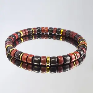 Trinity Real Sandalwood Stretch Bracelet Gold Filled Spacers