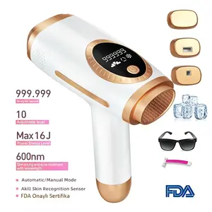 Professional IPL Hair Removal Device with Ice Cooling Home Use Epilator for Women, Laser Hair Removal with SHR Mode, Skin Sensor, Dual Lights, LCD Display, 5 Energy Levels, 999K Flashes, Painless Long-Lasting Hair Reduction for Full Body Epilator