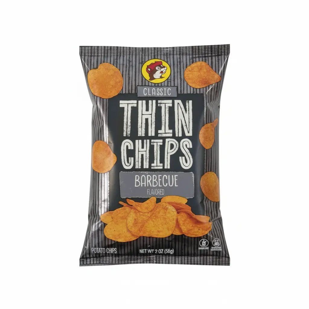 Buc-ee's Classic Thin Barbecue Potato Chips - Bold Smoky Flavor, Thin & Crispy, High-Quality Ingredients, 2 oz Salted Bag, Potato Crisps, Crunchy Flavorful Snack, Ideal for Tailgating, Parties