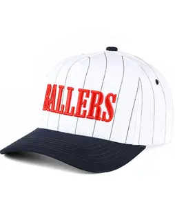 CC Ballers All Embroidery Two Tone Blue Stripe Print Baseball Cap