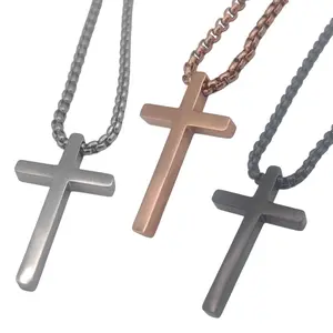 Stainless Steel Cross Pendant Necklace with Matching Chain